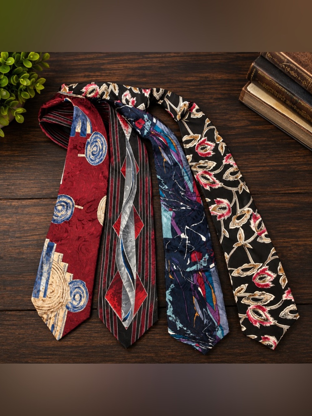 👔Men’s Designer Necktie Bundle (4) Unique Statement Ties | Silk & Dress Tie Mix